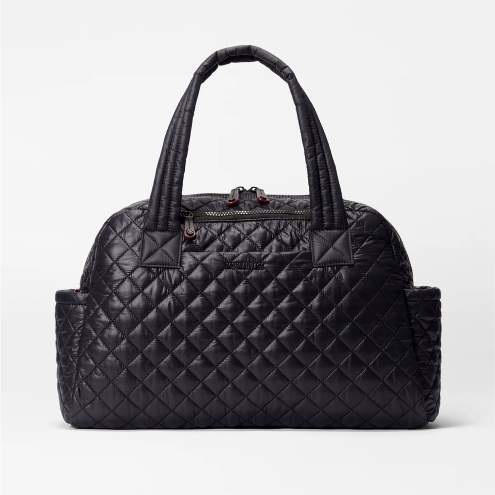 MZ Wallace Black Quilted Travel Bag Jimmy

17.3 inches long 
10.8 high